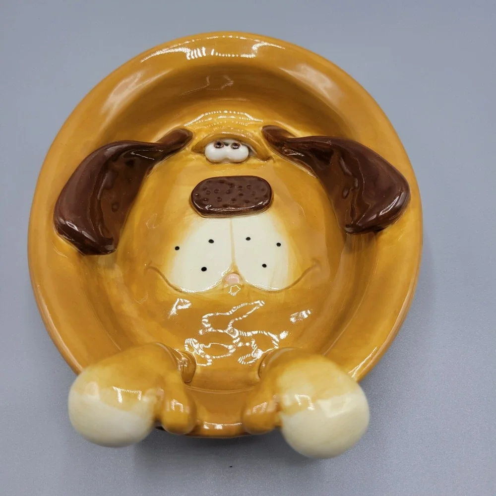 Douglas Dog 3D Trinket Dish Soap Dish Russ Berrie Design Brown Floppy Ears